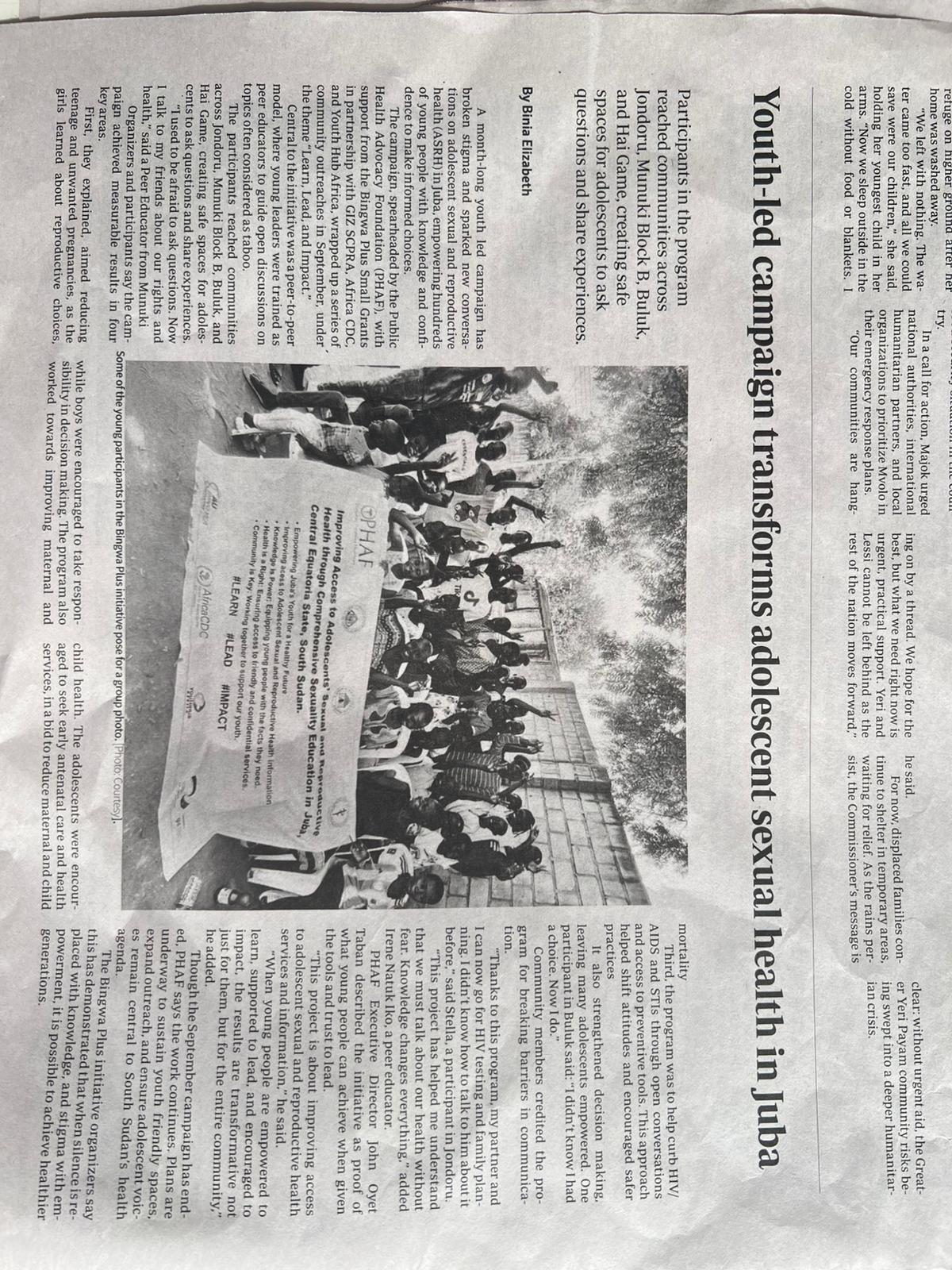 Public Health Advocacy Foundation featured in a local newspaper for its impact on community health